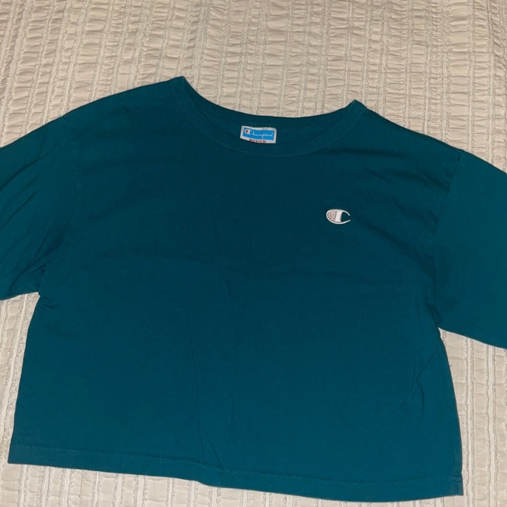 Champions teal cropped tees